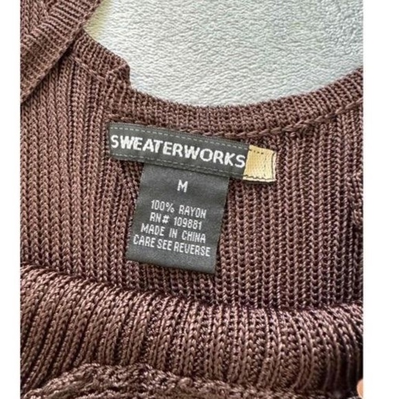 Sweaterworks Brown Knit Sequin 2-Piece Tank & Open Cardigan Set | M & L - Picture 7 of 10